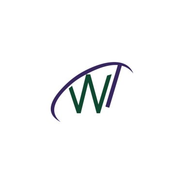 İlk harf wt logo veya tw logo vektör tasarım şablonu