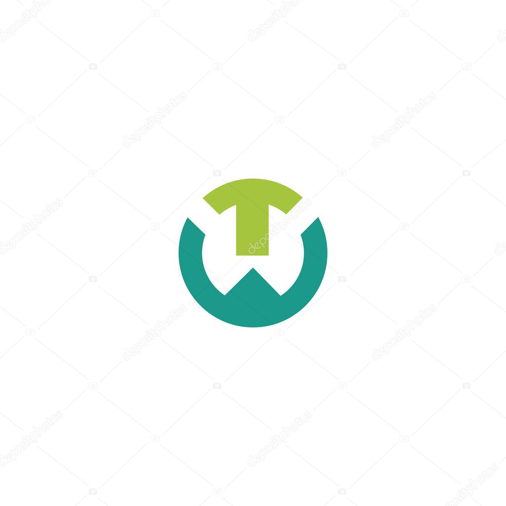 Initial letter wt  logo or tw logo vector design template