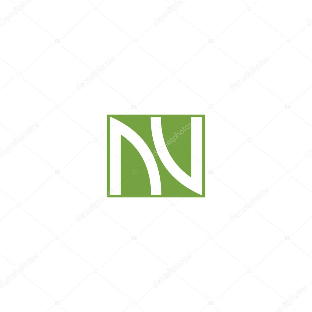 Initial letter nv logo or vn logo vector design template