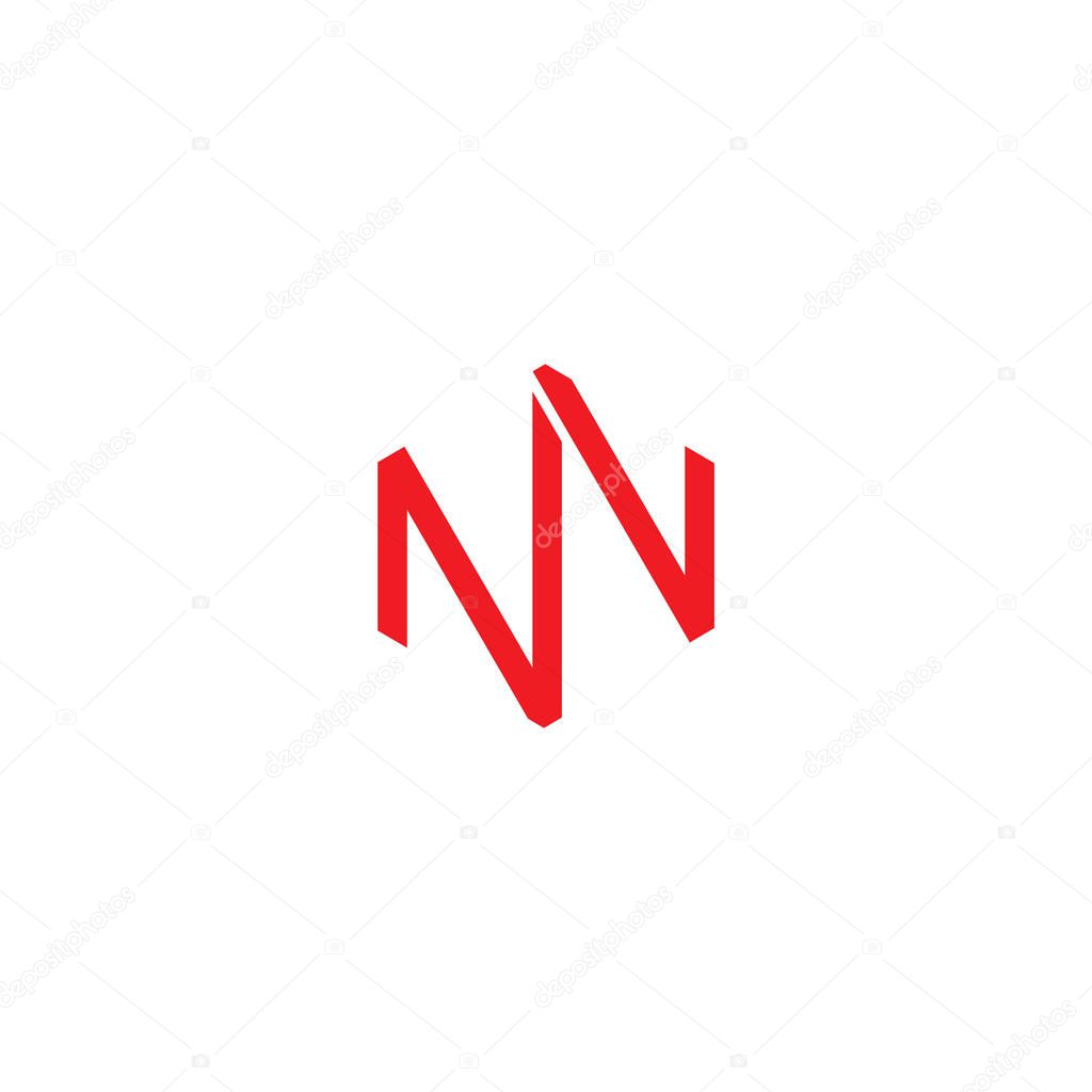 Initial letter nv logo or vn logo vector design template