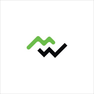 İlk harf mw logo veya wm logo vektör tasarım şablonu