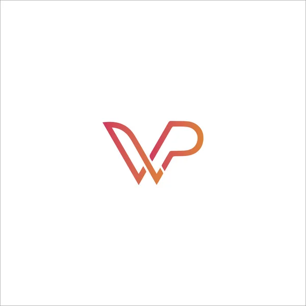 初期の文字WpのロゴやPwのロゴベクトルデザインテンプレート — ストックベクタ