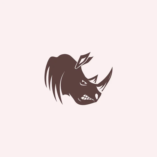 Modello Logo Con Disegno Vettoriale Rhino Animale — Vettoriale Stock
