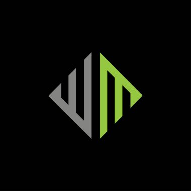 İlk harf wm logo veya mw logo vektör tasarım şablonu