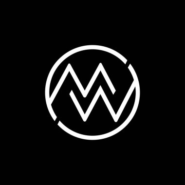 İlk harf wm logo veya mw logo vektör tasarım şablonu