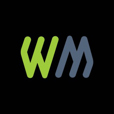 İlk harf wm logo veya mw logo vektör tasarım şablonu