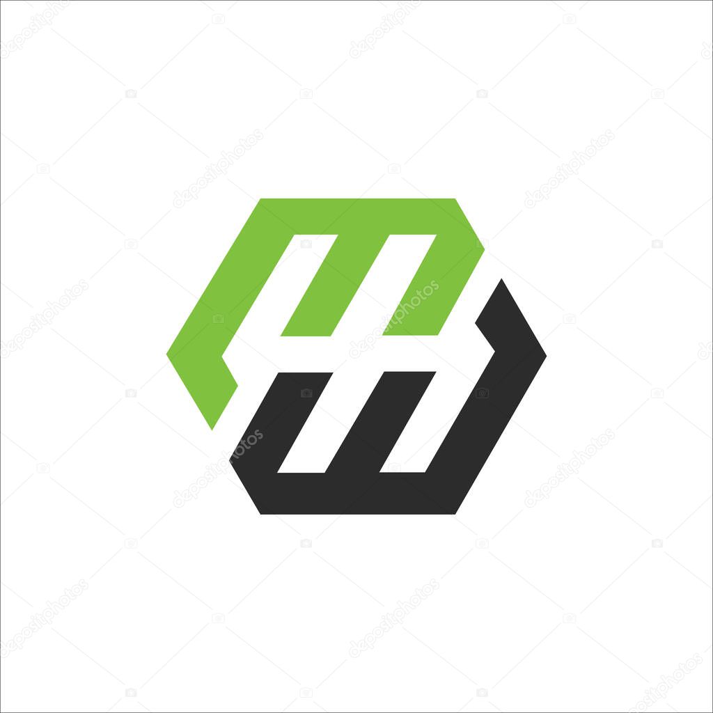 Initial letter wm logo or mw logo vector design template