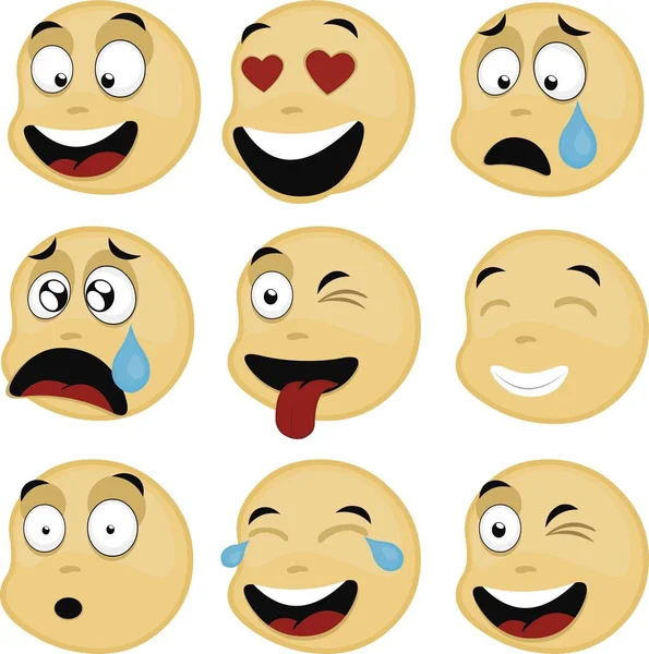 Ilustrações Emoticon Vetorial Várias Expressões — Fotografia de Stock