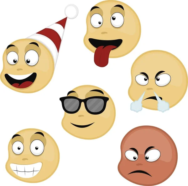 Ilustración Vectorial Emojis Varias Expresiones — Archivo Imágenes Vectoriales