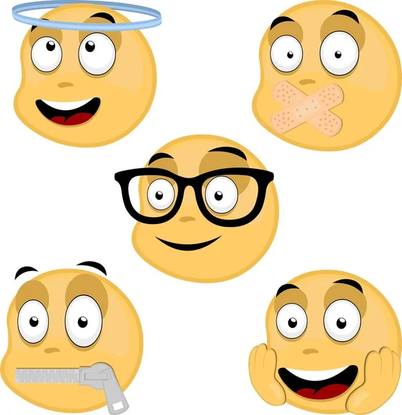 Vektorillustration Von Emojis Verschiedenen Ausdrücken — Stockvektor
