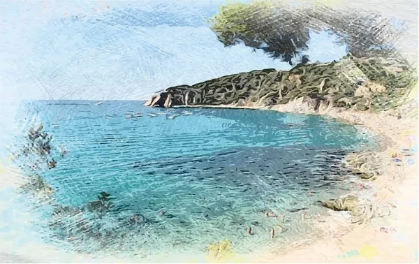 海滩数码绘画矢量 — 图库矢量图片