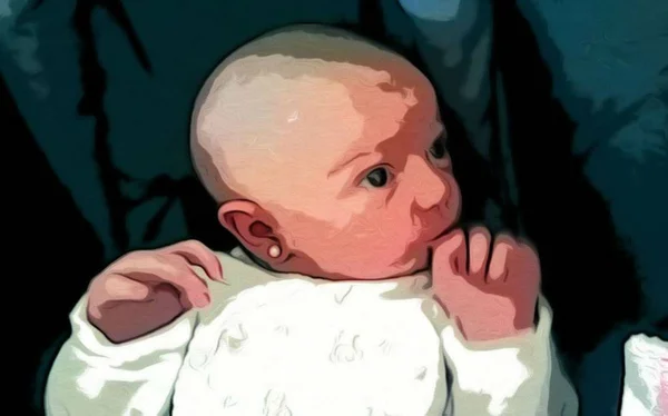 Digitaal Schilderij Van Een Pasgeboren Baby — Stockfoto
