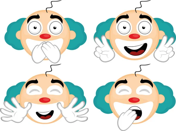 Vector Illustration Expressions Clown Cartoon — Stock Vector