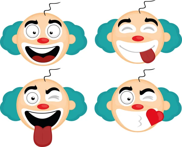 Palyaço çizgi filmindeki ifadelerin vektör çizimi