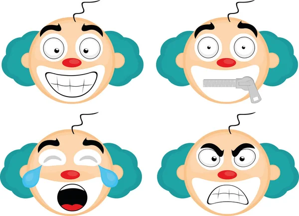 Vector Illustration Expressions Clown Cartoon — Stock Vector