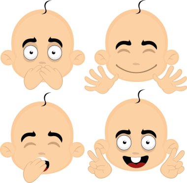  Bir bebeğin yüz karikatürünün vektör çizimi