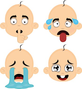  Bir bebeğin yüz karikatürünün vektör çizimi