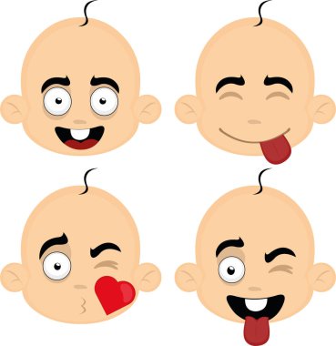  Bir bebeğin yüz karikatürünün vektör çizimi