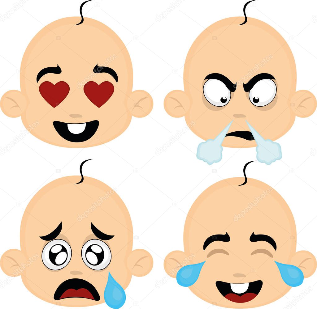 Vector illustration of expressions of a baby's face cartoon