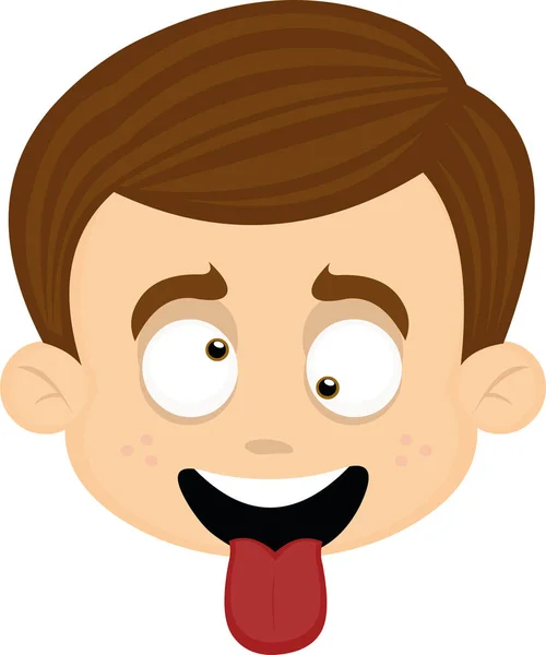 Vector Illustration Cartoon Boy Face Playing Fool — Stock Vector