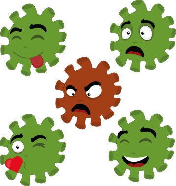 Coronavirus ifadelerinin vektör çizimi