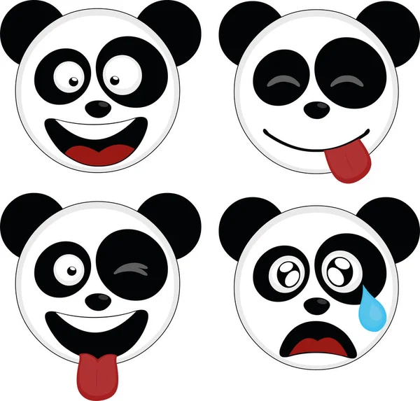 Ilustración Vectorial Las Expresiones Una Caricatura Oso Panda — Archivo Imágenes Vectoriales