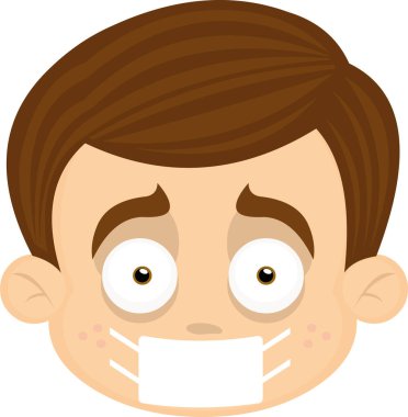 Bir çocuğun çene kayışıyla yüzünün vektör illüstrasyonu