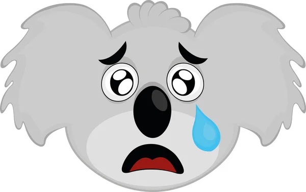 Illustration Vectorielle Visage Koala Dessin Animé Triste — Image vectorielle