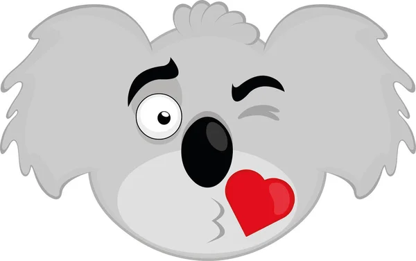 Vektorillustration Des Gesichts Eines Koala Cartoons Der Einen Kuss Gibt — Stockvektor