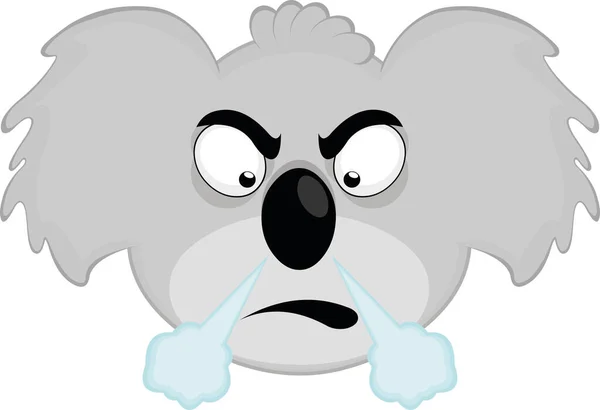 Vector Illustration Angry Cartoon Koala Face — Stock Vector