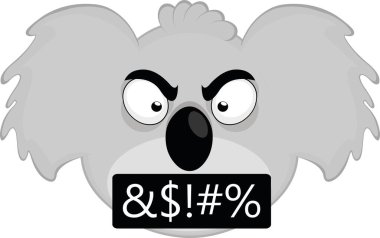 Vector illustration of the face of an angry cartoon koala clipart
