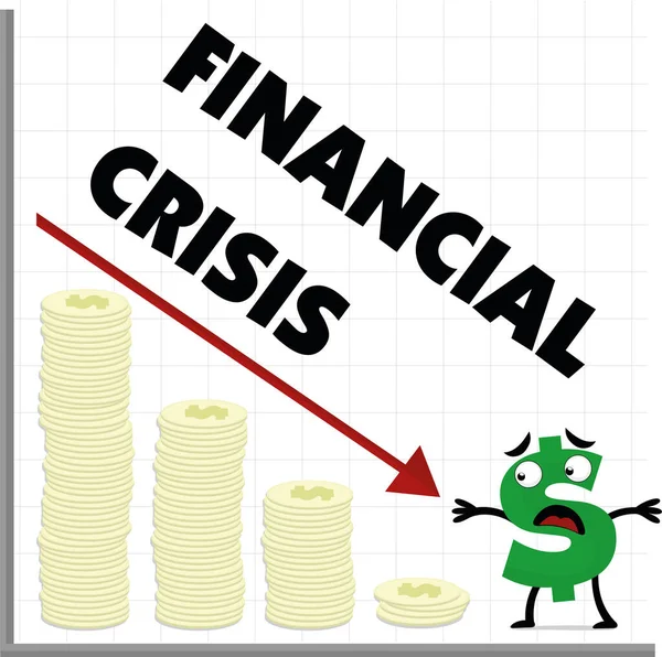 Ilustración Vectorial Sobre Curva Crisis Financiera — Archivo Imágenes Vectoriales