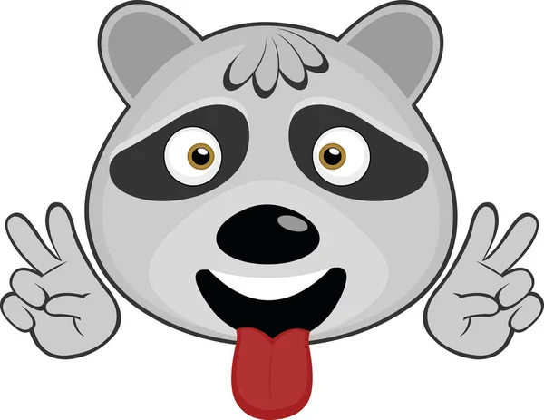 Vector Illustration Face Raccoon Cartoon — Stock Vector