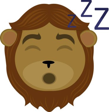 Uyuyan aslan suratlı çizgi filmin vektör çizimi