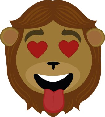Aşık aslan suratlı çizgi filmin vektör çizimi
