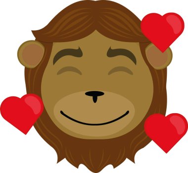 Aşık bir çizgi film aslanının yüzünün vektör çizimi