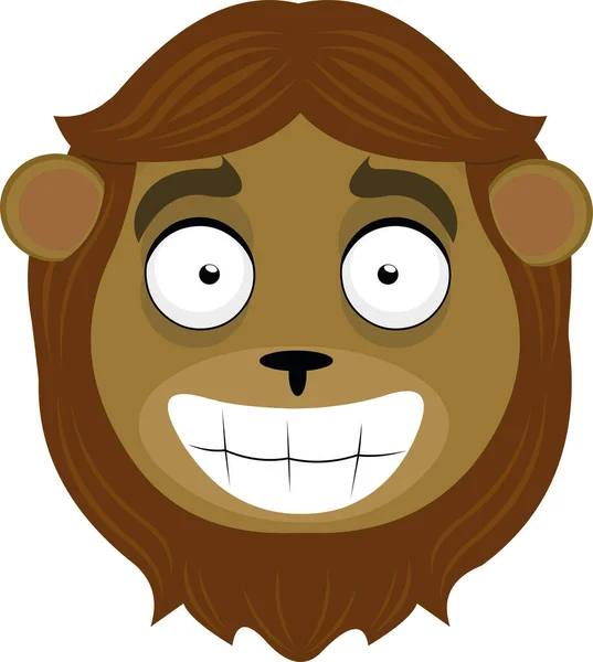 Ilustración Vectorial Del Rostro León Caricaturesco Sonriente — Vector de stock