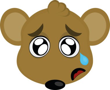 Hüzünlü bir ifadeyle bir çizgi film faresinin yüzünün vektör illüstrasyonu