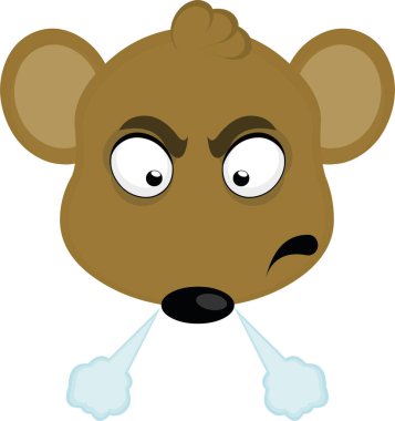 Kızgın bir çizgi film faresinin yüzünün vektör illüstrasyonu