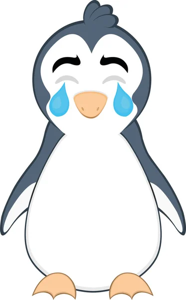 Vector Illustration Cartoon Penguin Crying — Stock Vector