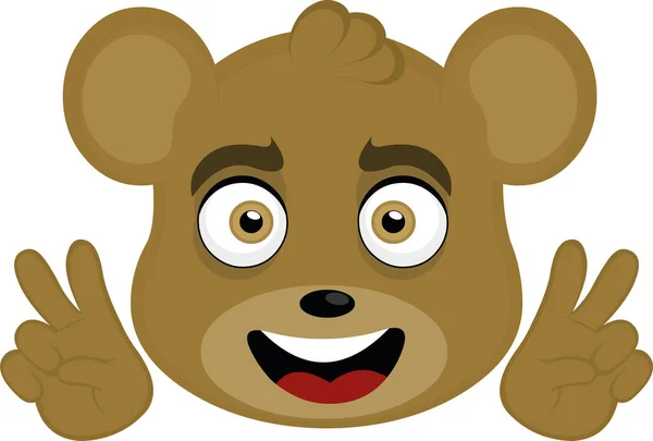 Ilustração Vetorial Rosto Urso Desenho Animado Fazendo Sinal Paz Amor —  Vetores de Stock