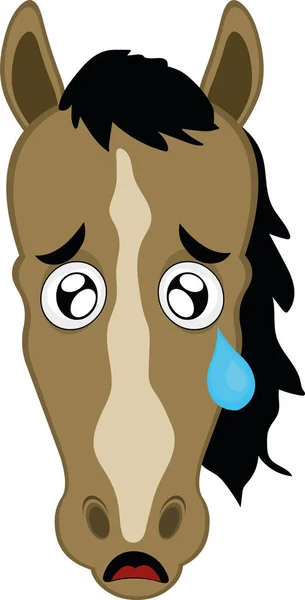 Illustration Vectorielle Visage Cheval Bande Dessinée Triste — Image vectorielle