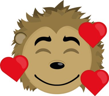 Bir çizgi film kirpisinin aşık yüzünün vektör çizimi