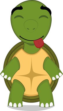 Şirin bir kaplumbağa çizgi filminin vektör çizimi