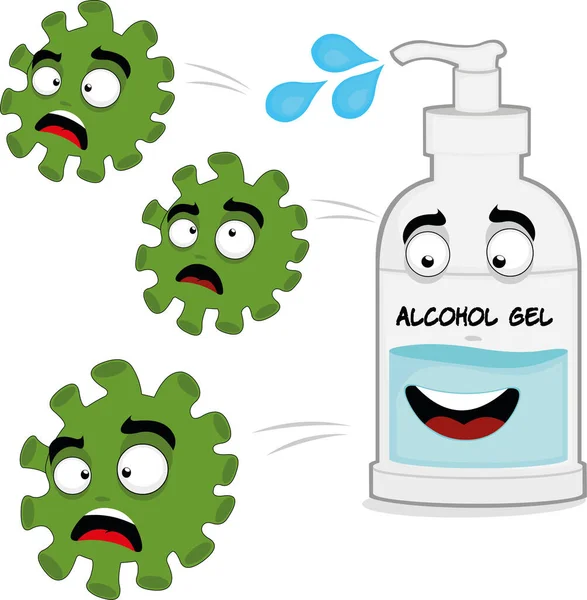Alkol jeli ve koronavirüsün vektör çizimi