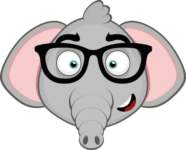 Векторная Иллюстрация Лица Милого Мультяшного Слона Очках — стоковый вектор