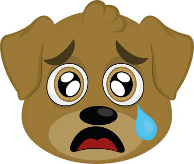 Hüzünlü bir ifadeyle çizgi film köpeğinin yüzünün vektör çizimi
