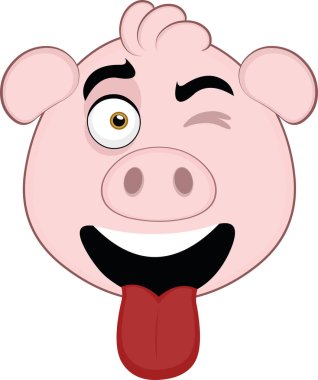 Tatlı bir domuz çizgi filminin vektör çizimi.