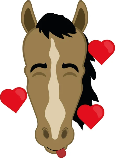 Vector Illustratie Van Het Gezicht Van Een Paard Liefde Cartoon — Stockvector