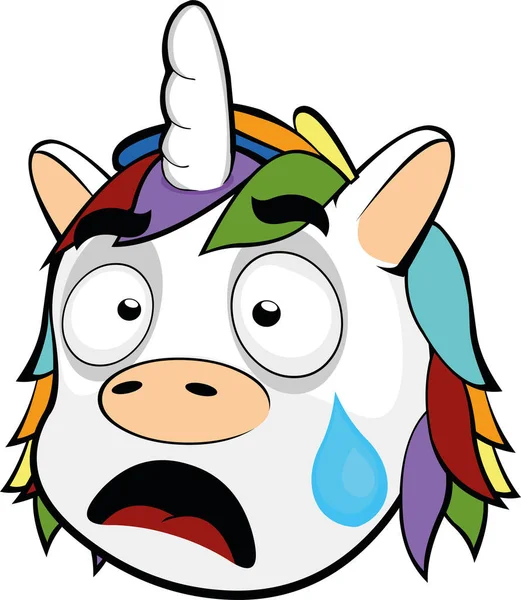 Vector Illustration Face Funny Unicorn — Stock Vector